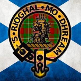 MacGregor Clan Crest with blue flag 01